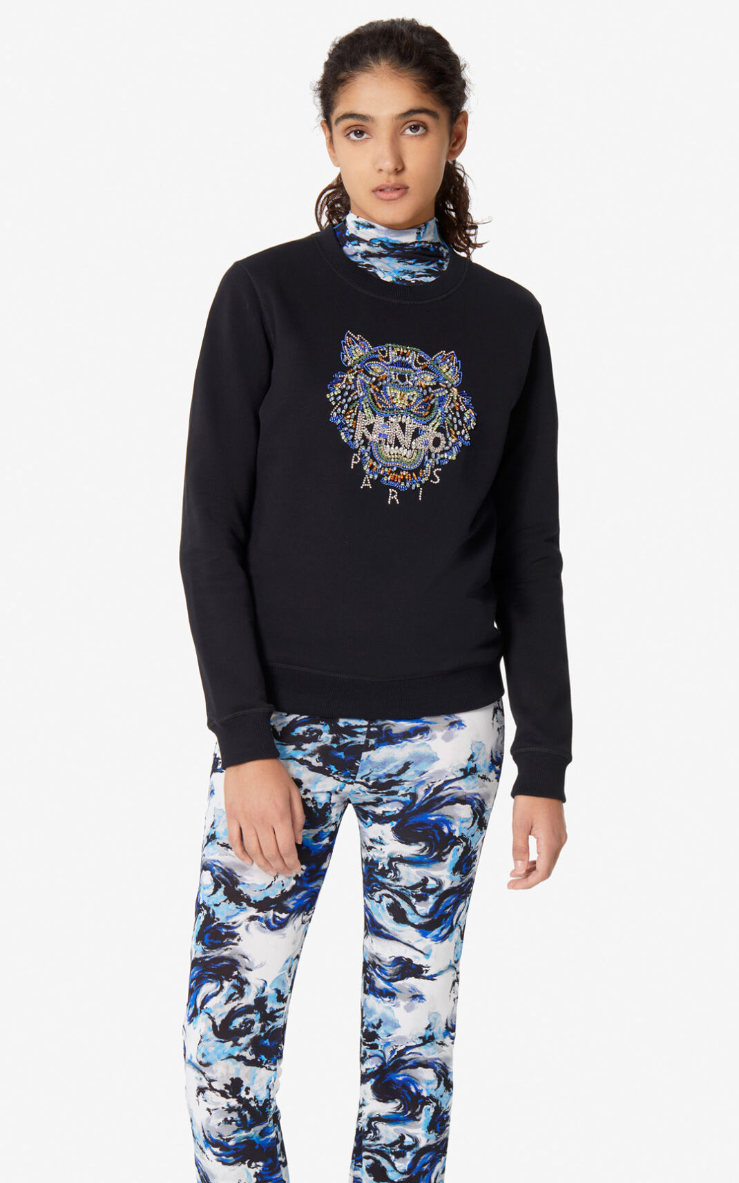 Kenzo Tiger hand embroidered Dukserice Ženske - Crne - Hrvatska AVWYIK473